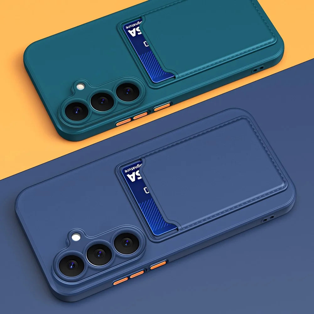 For Samsung Galaxy A57 5G Case Flexible TPU Phone Cover with Back Card Slot - Dark Blue - 7