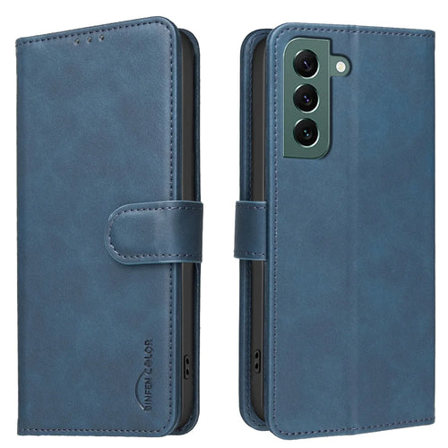 BINFEN COLOR For Samsung Galaxy S25 / Galaxy S24  BF37 Case RFID Blocking Wallet Stand Leather Phone Cover - Blue - 1