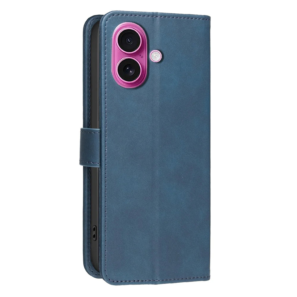 BINFEN COLOR For iPhone 16  BF37 Case RFID Blocking Wallet Stand Leather Phone Cover - Blue - 3