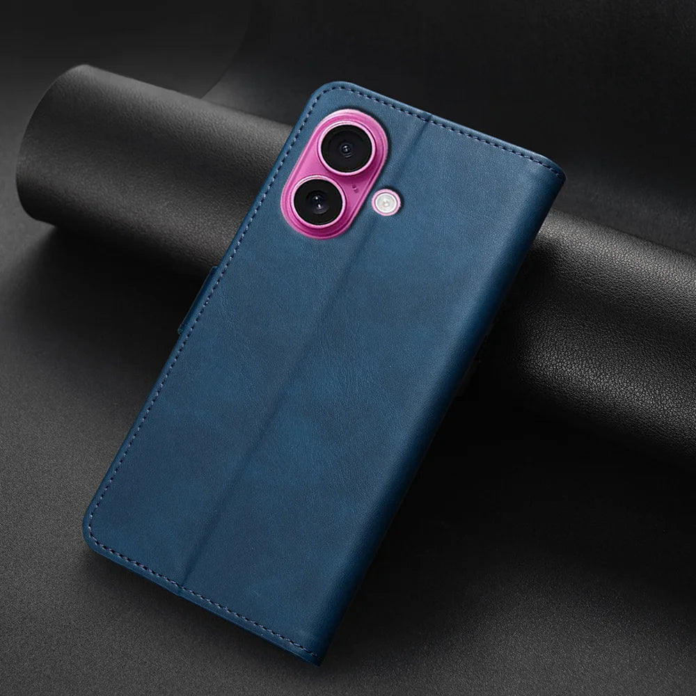 BINFEN COLOR For iPhone 16  BF37 Case RFID Blocking Wallet Stand Leather Phone Cover - Blue - 5