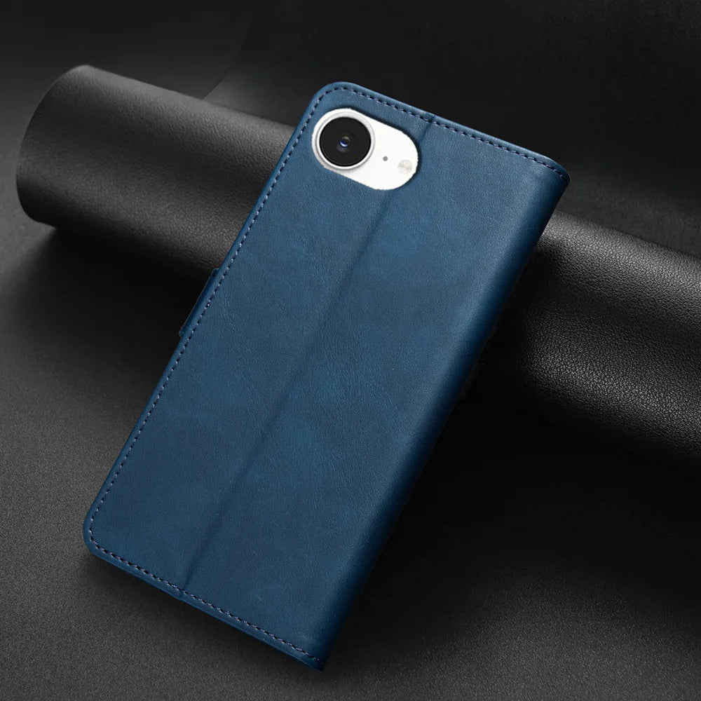BINFEN COLOR For iPhone 17e / 16e  BF37 Case RFID Blocking Wallet Stand Leather Phone Cover - Blue - 5