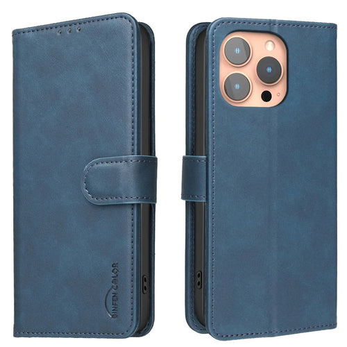 BINFEN COLOR For iPhone 15 Pro  BF37 Case RFID Blocking Wallet Stand Leather Phone Cover - Blue - 1