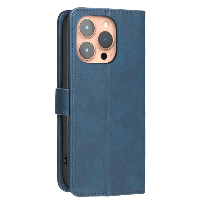 BINFEN COLOR For iPhone 15 Pro  BF37 Case RFID Blocking Wallet Stand Leather Phone Cover - Blue - 3