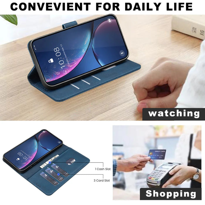 BINFEN COLOR For iPhone 15 Pro Max  BF37 Case RFID Blocking Wallet Stand Leather Phone Cover - Blue - 7