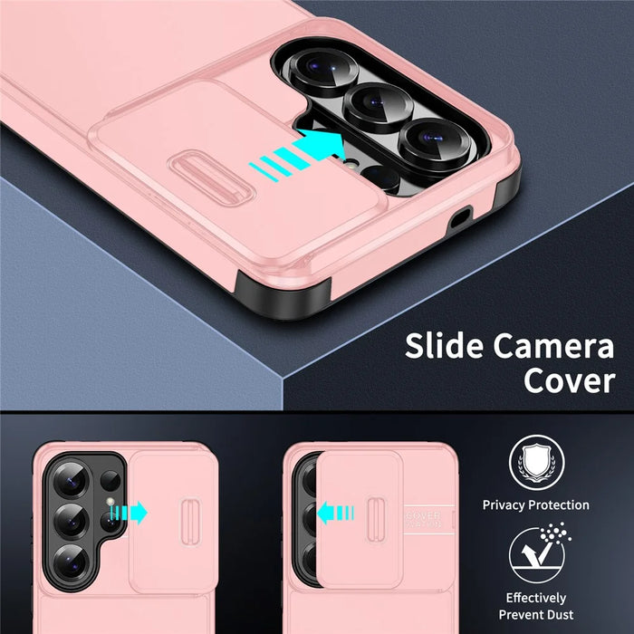 For Samsung Galaxy S26 Ultra Case PC + TPU Shell with Slide Camera Phone Cover - Pink - 3