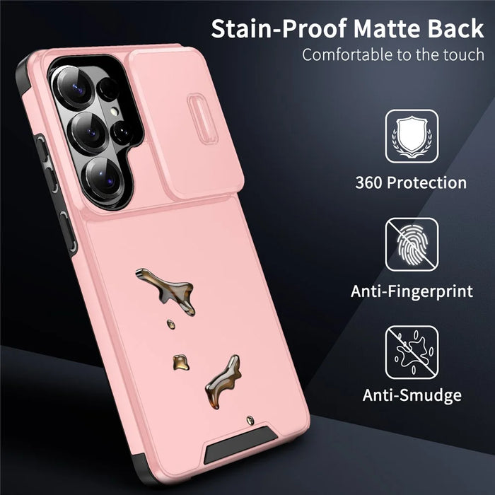 For Samsung Galaxy S26 Ultra Case PC + TPU Shell with Slide Camera Phone Cover - Pink - 4