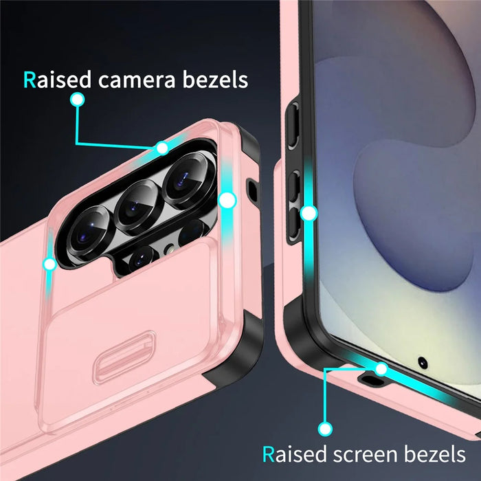 For Samsung Galaxy S26 Ultra Case PC + TPU Shell with Slide Camera Phone Cover - Pink - 5