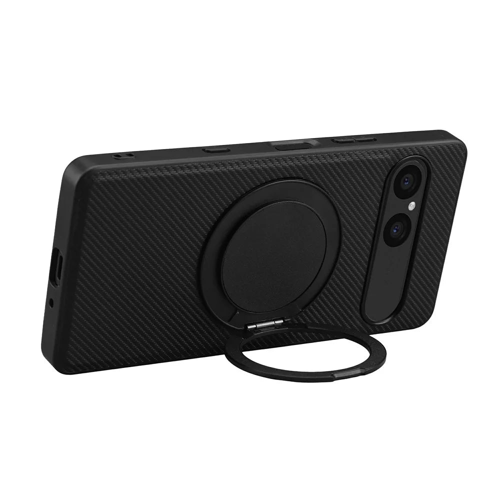 VILI TCY for Sony Xperia 10 VII Magnetic Phone Case with Rotary Kickstand PC TPU Back Cover - Black - 2