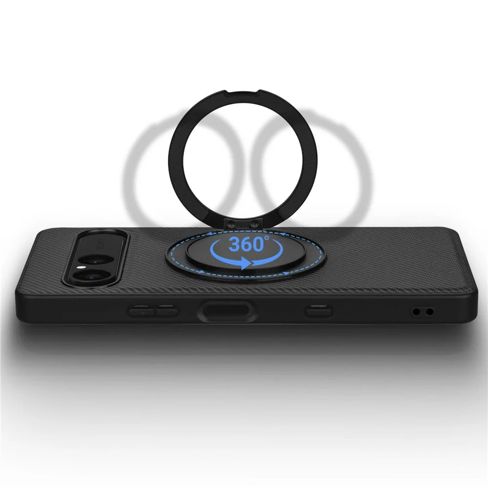 VILI TCY for Sony Xperia 10 VII Magnetic Phone Case with Rotary Kickstand PC TPU Back Cover - Black - 4