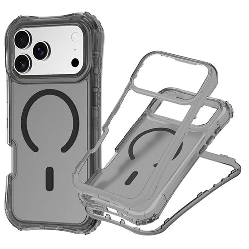 For iPhone 17 Pro Magnetic Phone Case Soft-touch 2-in-1 PC+TPU Shockproof Cover Compatible with MagSafe - Black - 1