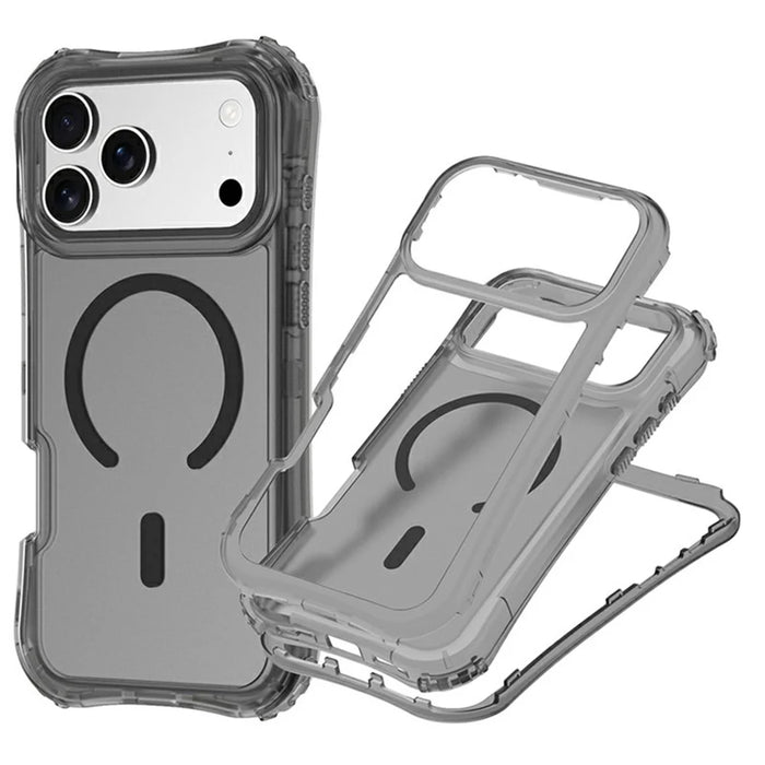 For iPhone 17 Pro Magnetic Phone Case Soft-touch 2-in-1 PC+TPU Shockproof Cover Compatible with MagSafe - Black - 1