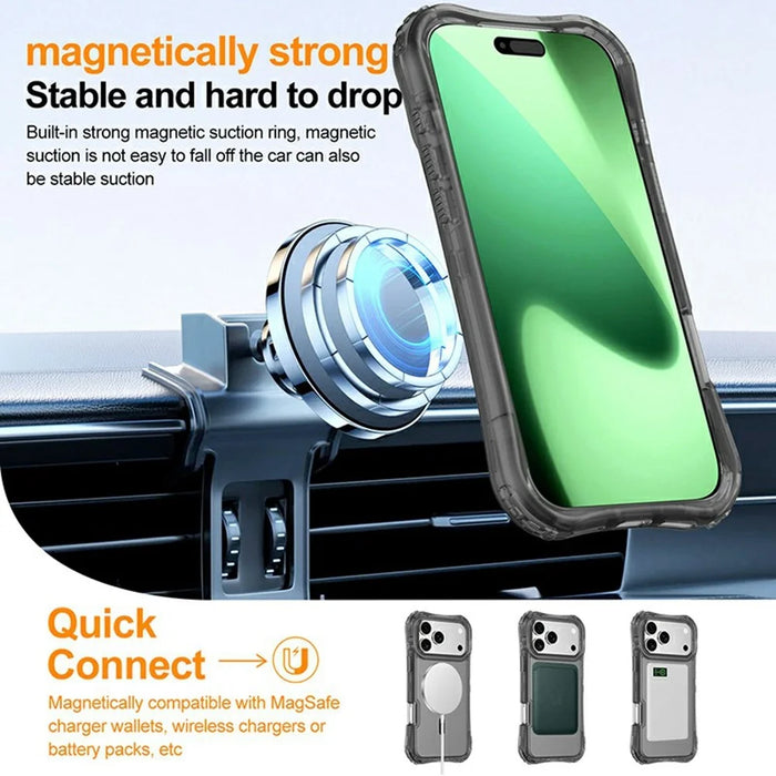 For iPhone 17 Pro Magnetic Phone Case Soft-touch 2-in-1 PC+TPU Shockproof Cover Compatible with MagSafe - Black - 2