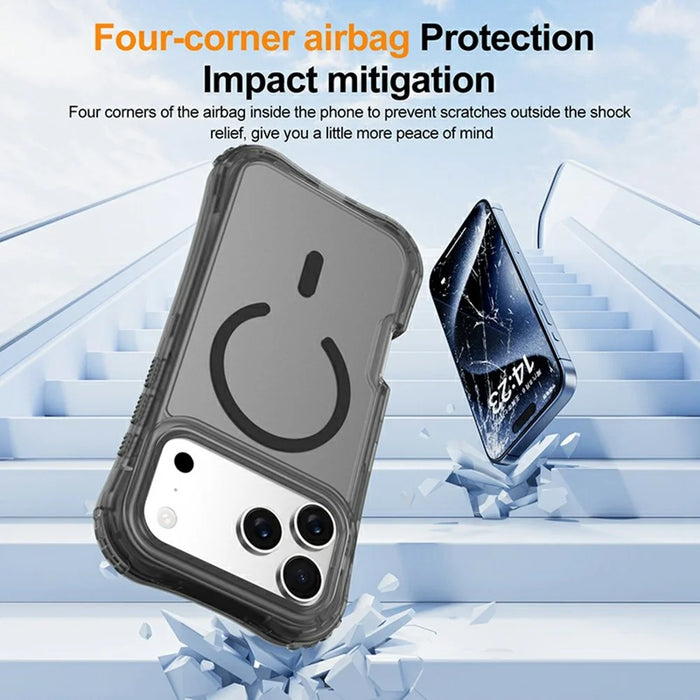 For iPhone 17 Pro Magnetic Phone Case Soft-touch 2-in-1 PC+TPU Shockproof Cover Compatible with MagSafe - Black - 3