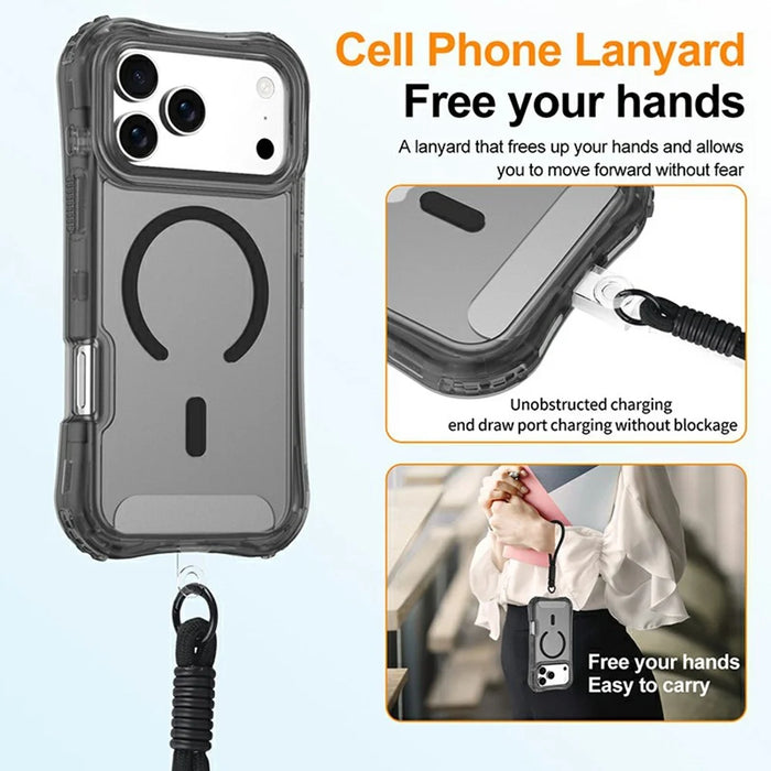 For iPhone 17 Pro Magnetic Phone Case Soft-touch 2-in-1 PC+TPU Shockproof Cover Compatible with MagSafe - Black - 7