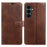 For Samsung Galaxy S26+ Case Stand Wallet Calf Texture PU Leather Flip Phone Cover - Brown - 1