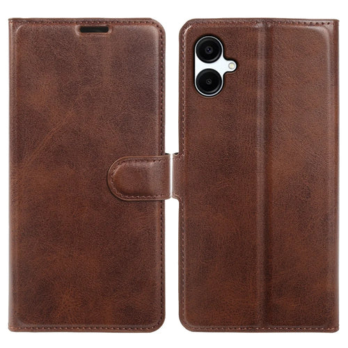 For Samsung Galaxy A08 5G / A08 4G / A07 5G Case Stand Wallet Calf Texture PU Leather Flip Phone Cover - Brown - 1