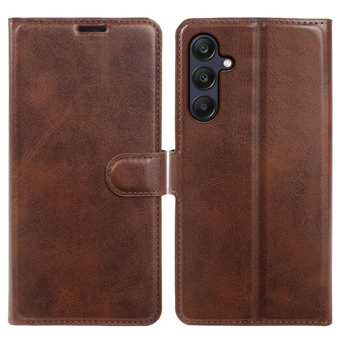 For Samsung Galaxy A26 5G Case Stand Wallet Calf Texture PU Leather Flip Phone Cover - Brown - 1