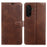 For Samsung Galaxy A27 5G Case Stand Wallet Calf Texture PU Leather Flip Phone Cover - Brown - 1