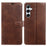 For Samsung Galaxy A55 5G Case Stand Wallet Calf Texture PU Leather Flip Phone Cover - Brown - 1