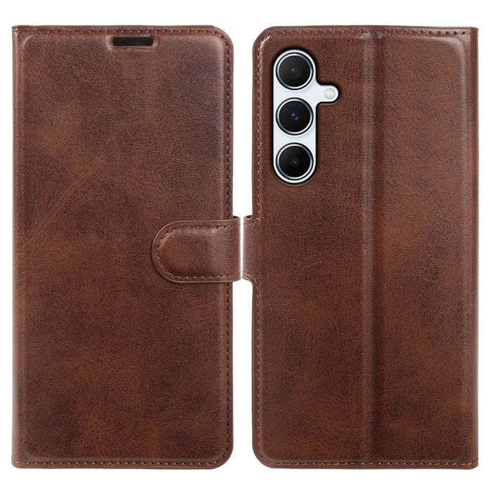 For Samsung Galaxy A36 5G Case Stand Wallet Calf Texture PU Leather Flip Phone Cover - Brown - 1