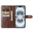 For iPhone 16 Case Stand Wallet Calf Texture PU Leather Flip Phone Cover - Brown - 3