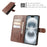 For iPhone 16 Case Stand Wallet Calf Texture PU Leather Flip Phone Cover - Brown - 4