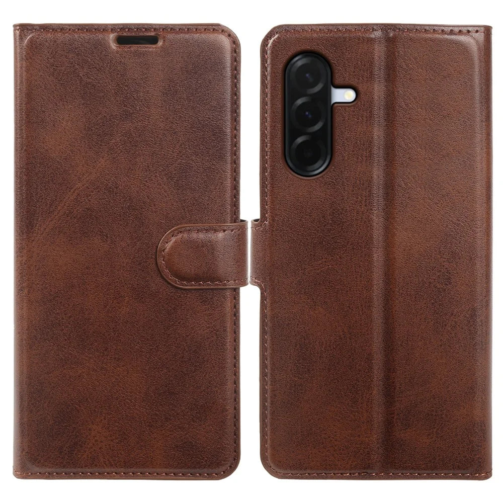 For Samsung Galaxy A37 5G Case Stand Wallet Calf Texture PU Leather Flip Phone Cover - Brown - 1