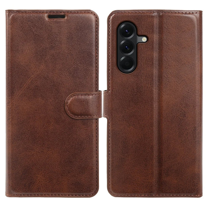 For Samsung Galaxy A56 5G Case Stand Wallet Calf Texture PU Leather Flip Phone Cover - Brown - 1