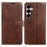 For Samsung Galaxy S25 Case Stand Wallet Calf Texture PU Leather Flip Phone Cover - Brown - 1