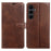 For Samsung Galaxy S25 FE Case Stand Wallet Calf Texture PU Leather Flip Phone Cover - Brown - 1