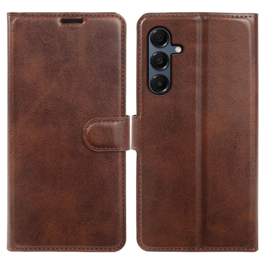 For Samsung Galaxy A16 4G  /  A16 5G Case Stand Wallet Calf Texture PU Leather Flip Phone Cover - Brown - 1