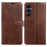 For Samsung Galaxy A16 4G  /  A16 5G Case Stand Wallet Calf Texture PU Leather Flip Phone Cover - Brown - 1