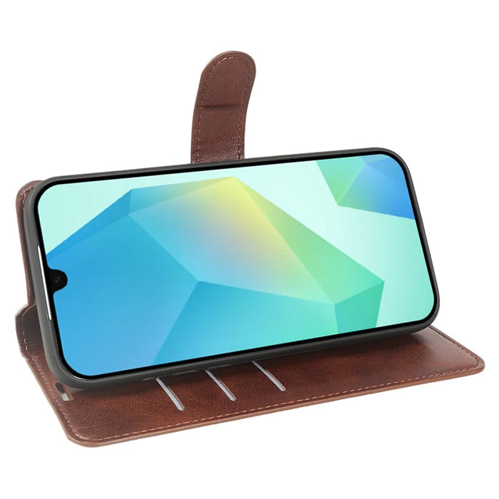 For Samsung Galaxy A16 4G  /  A16 5G Case Stand Wallet Calf Texture PU Leather Flip Phone Cover - Brown - 2