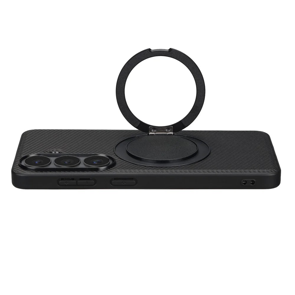 VILI TCY for Samsung Galaxy S26 Magnetic Phone Case with Rotary Kickstand PC TPU Back Cover - Black - 5
