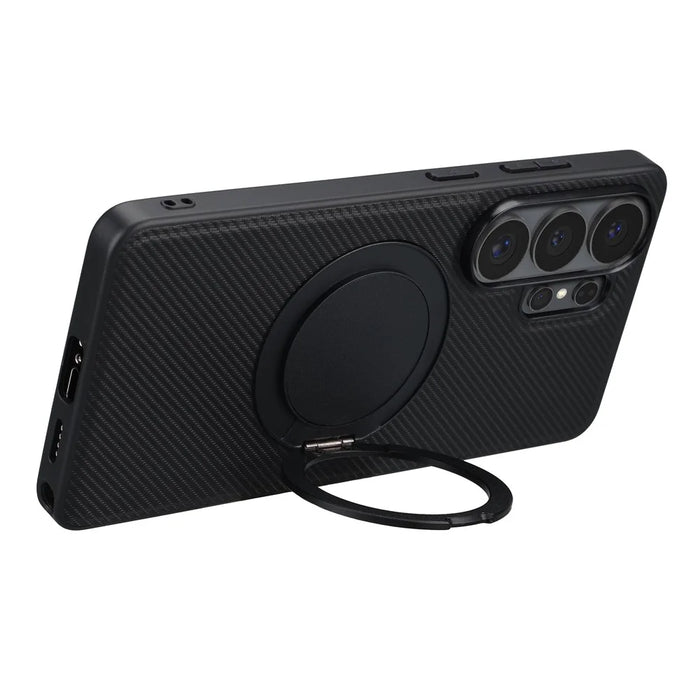 VILI TCY for Samsung Galaxy S26 Ultra Magnetic Phone Case with Rotary Kickstand PC TPU Back Cover - Black - 4