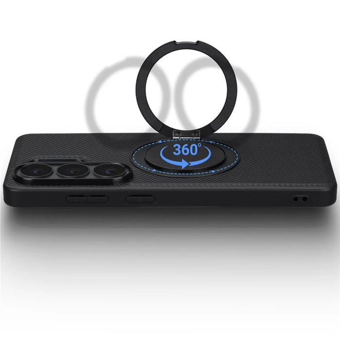 VILI TCY for Samsung Galaxy S26 Ultra Magnetic Phone Case with Rotary Kickstand PC TPU Back Cover - Black - 6