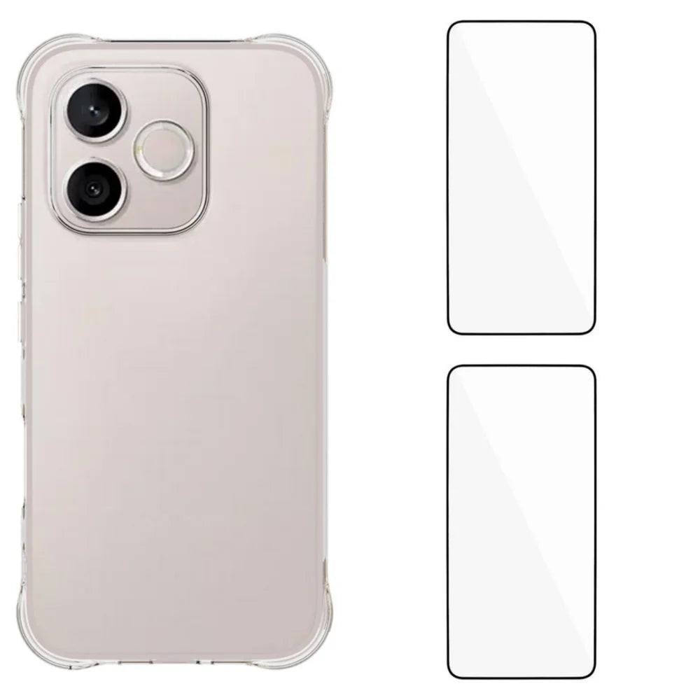 WANLONFENG For Honor 600 Lite 5G  WL2 Series TPU Case 2.0mm Phone Cover with 2Pcs Tempered Glass Films - Transparent - 1