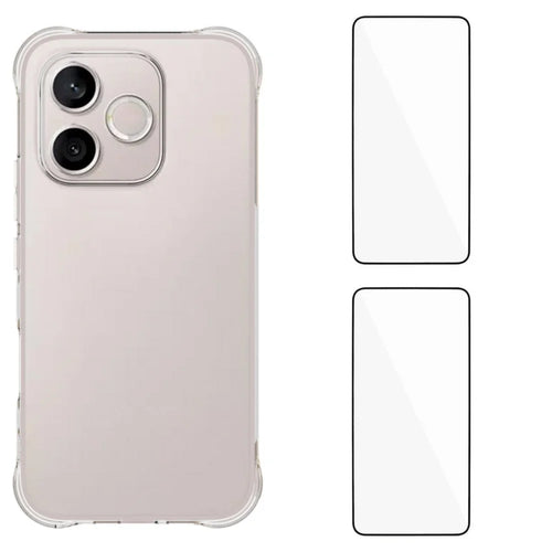 WANLONFENG For Honor 600 Lite 5G  WL2 Series TPU Case 2.0mm Phone Cover with 2Pcs Tempered Glass Films - Transparent - 1