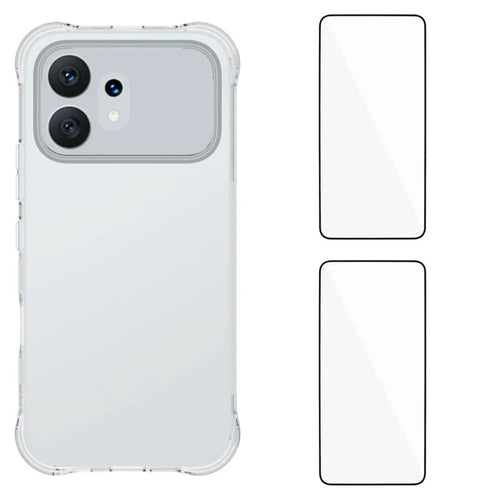 WANLONFENG For Honor 600 5G  WL2 Series TPU Case 2.0mm Phone Cover with 2Pcs Tempered Glass Films - Transparent - 1