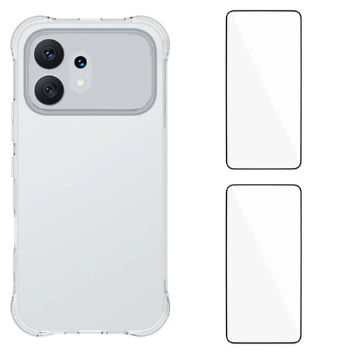 WANLONFENG For Honor 600 5G  WL2 Series TPU Case 2.0mm Phone Cover with 2Pcs Tempered Glass Films - Transparent - 1