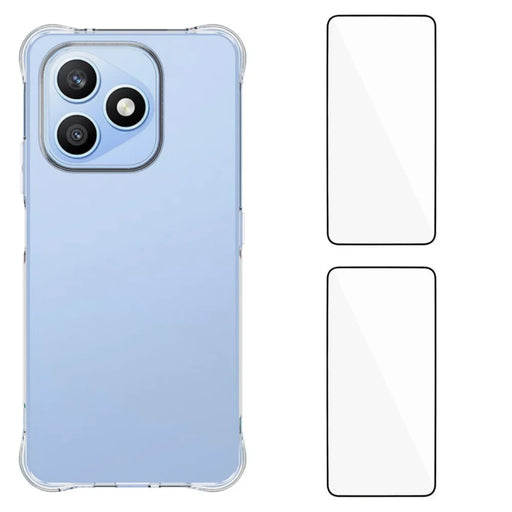 WANLONFENG For Honor X8d 4G  WL2 Series TPU Case 2.0mm Phone Cover with 2Pcs Tempered Glass Films - Transparent - 1