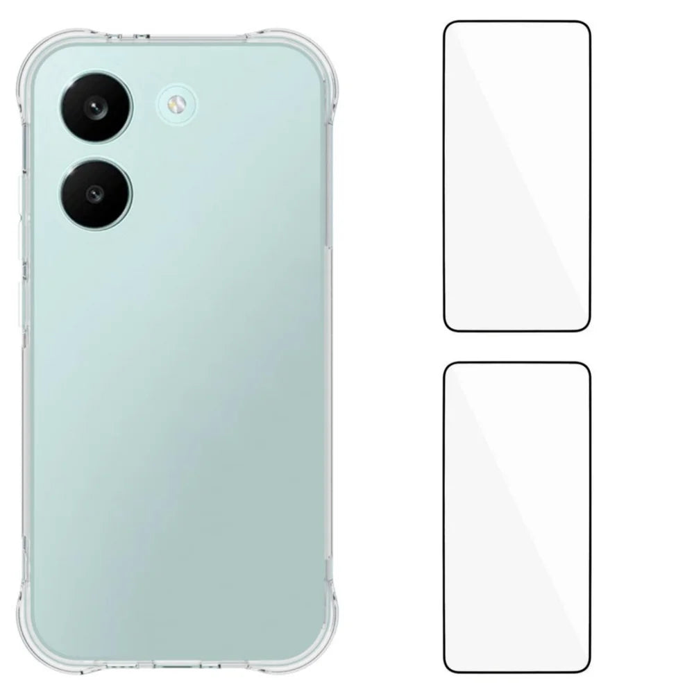 WANLONFENG For Xiaomi Redmi Turbo 5 5G  WL2 Series TPU Case 2.0mm Phone Cover with 2Pcs Tempered Glass Films - Transparent - 1