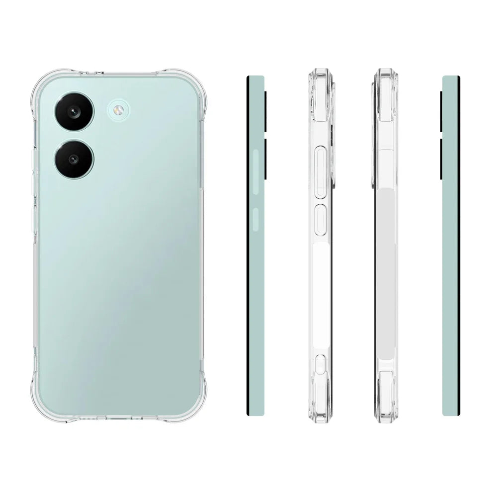 WANLONFENG For Xiaomi Redmi Turbo 5 5G  WL2 Series TPU Case 2.0mm Phone Cover with 2Pcs Tempered Glass Films - Transparent - 6