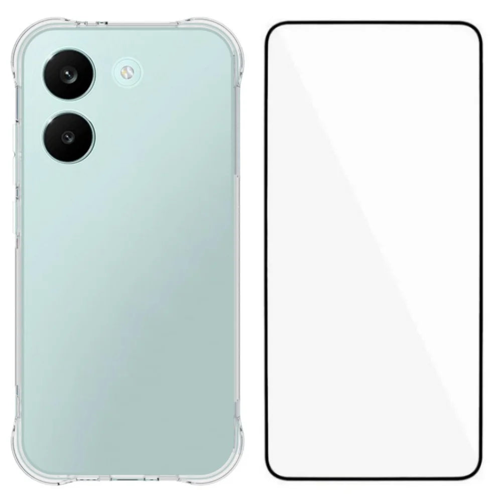 WANLONFENG For Xiaomi Redmi Turbo 5 5G  WL Series Case 2.0mm TPU Phone Cover with Tempered Glass Film - Transparent - 1