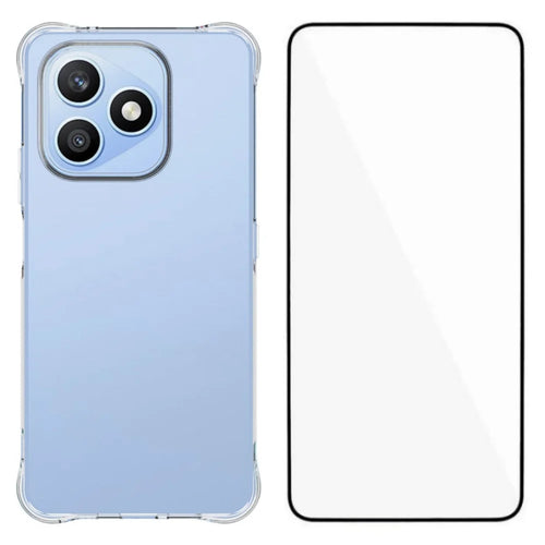 WANLONFENG For Honor X8d 4G  WL Series Case 2.0mm TPU Phone Cover with Tempered Glass Film - Transparent - 1
