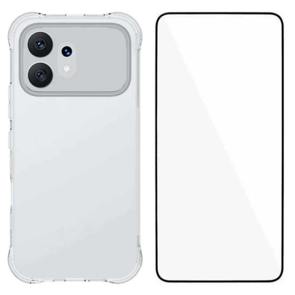WANLONFENG For Honor 600 5G  WL Series Case 2.0mm TPU Phone Cover with Tempered Glass Film - Transparent - 1