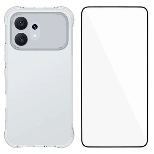 WANLONFENG For Honor 600 5G  WL Series Case 2.0mm TPU Phone Cover with Tempered Glass Film - Transparent - 1