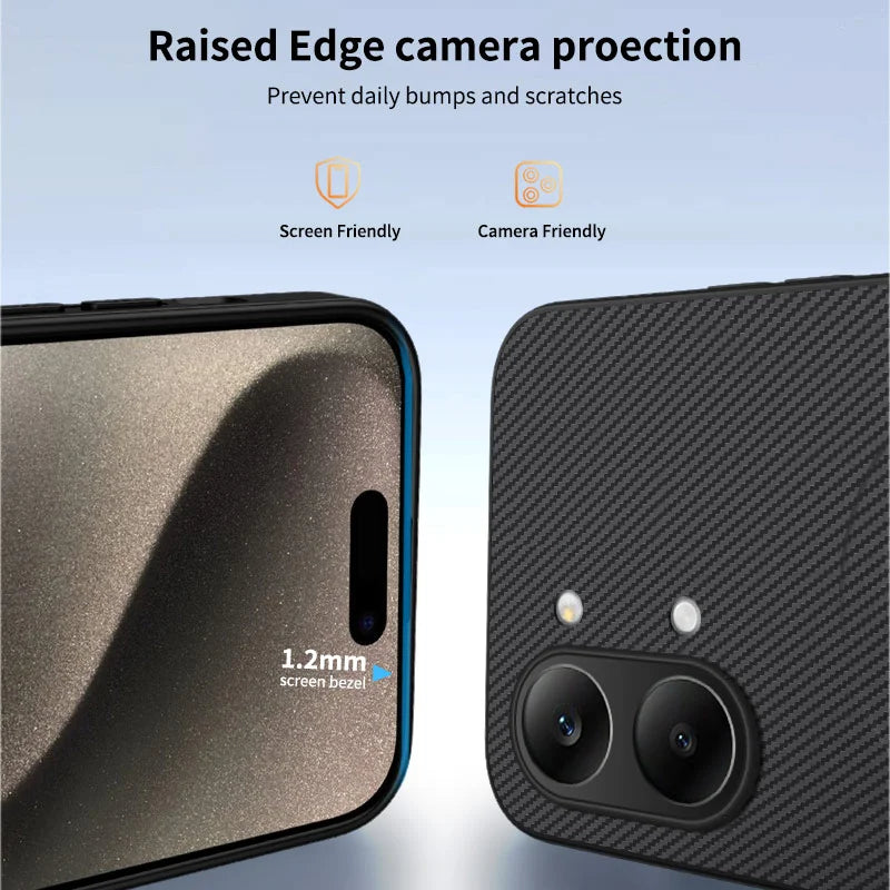 WANLONFENG For Xiaomi Redmi Turbo 5 Max 5G  TQ1 Series Magnetic Case Carbon Fiber Texture PC TPU Phone Cover with 2Pcs Screen Films - Black - 4
