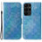 For Samsung Galaxy S23 Ultra Dazzling Flower Pattern PU Leather Case Wallet Stand Full Coverage Inner TPU Phone Cover with Strap - Blue - 1