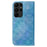 For Samsung Galaxy S23 Ultra Dazzling Flower Pattern PU Leather Case Wallet Stand Full Coverage Inner TPU Phone Cover with Strap - Blue - 6